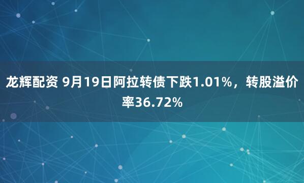 龙辉配资 9月19日阿拉转债下跌1.01%，转股溢价率36.72%